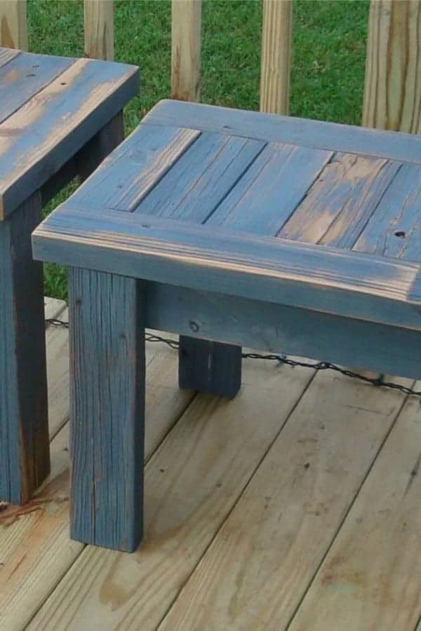 Blue Reclaimed Wood DIY Bench