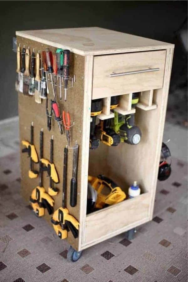 Build a DIY Mobile Tool Cart with Pegboard