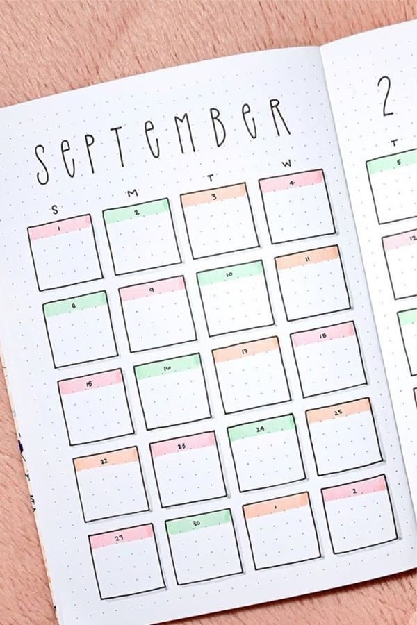 September Pastel Monthly Spread