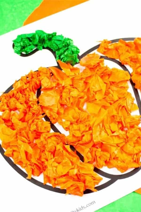 Tissue Paper Pumpkin Craft