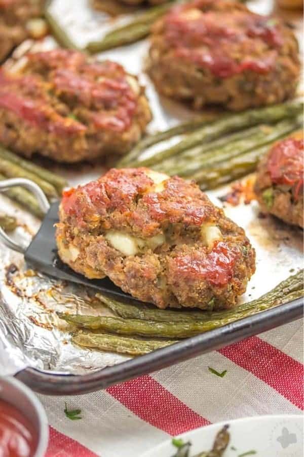 Sheet Pan Mini Meatloaves with Potatoes and Green Beans