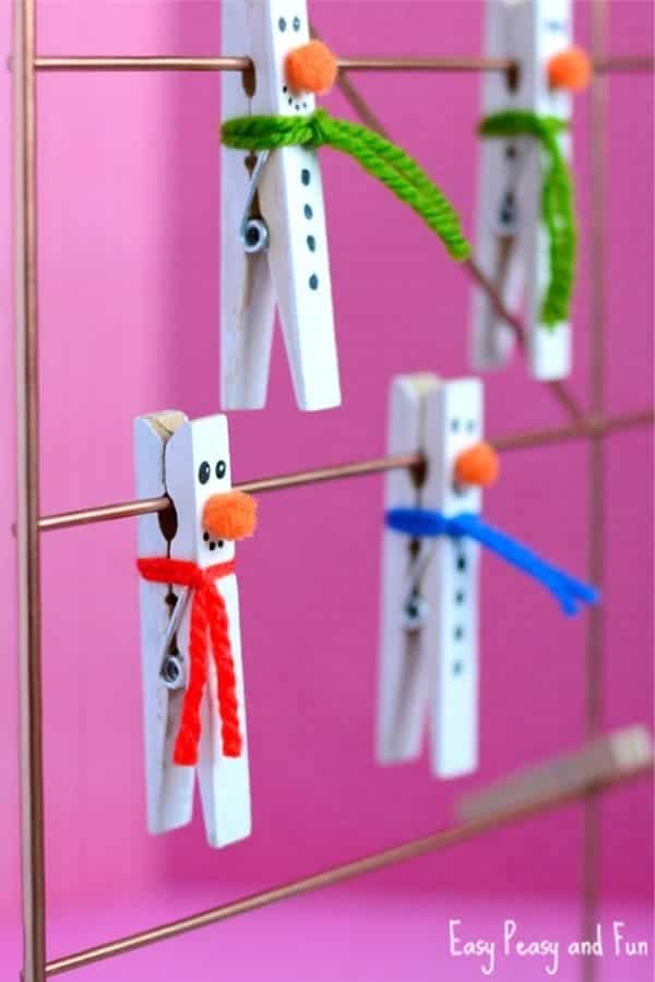 Clothespin Snowman Craft for Kids to Make