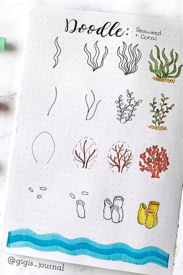 Seaweed & Coral Bujo Doodles