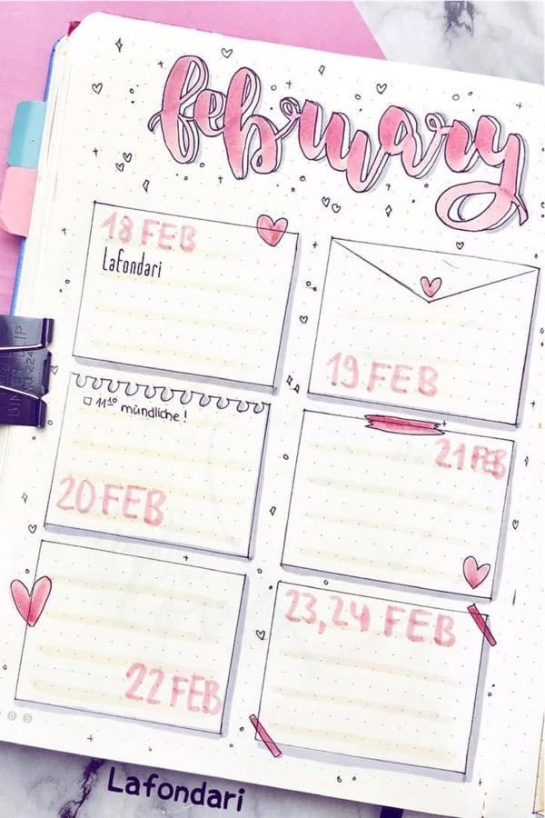 Pink Valentines Bujo Spread