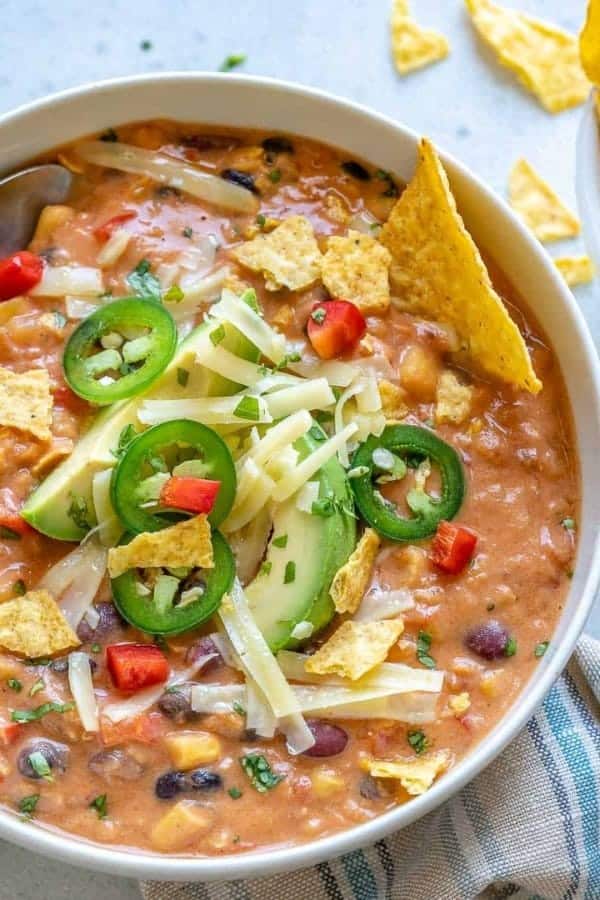 CROCKPOT CREAMY VEGETARIAN TORTILLA SOUP