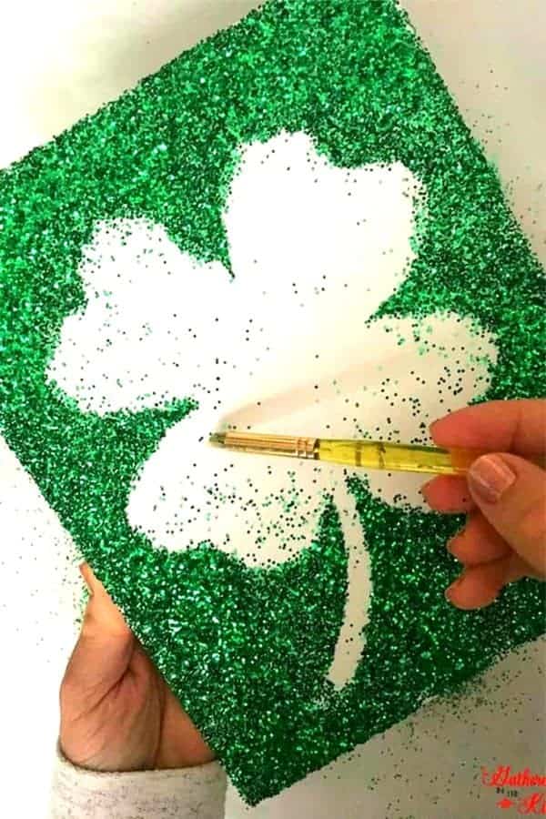 DIY Glitter Shamrock Canvas Art Project