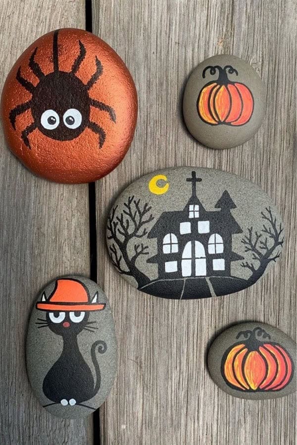 Halloween Themed Painted Pebbles