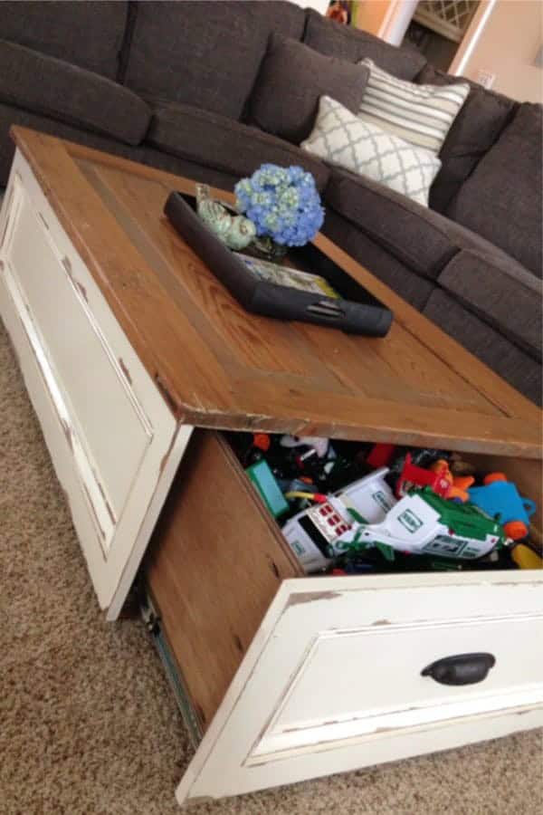 Distressed Coffee Table with Storage