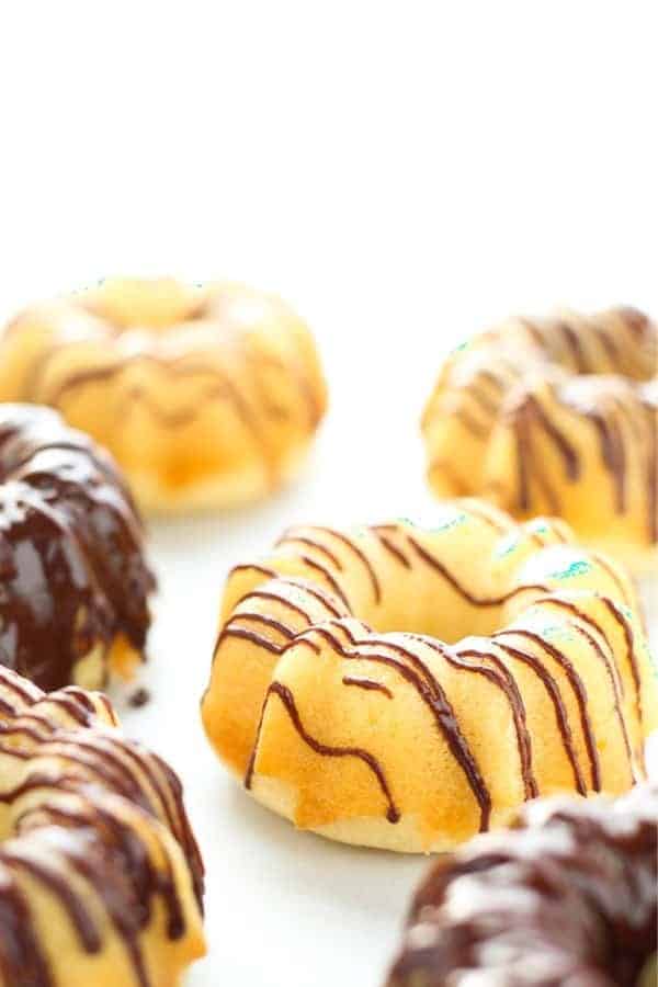 Mini Vanilla Bundt Cakes with Chocolate Glaze