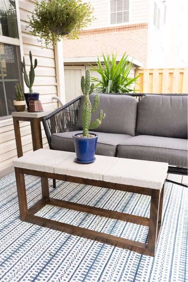 Concrete Outdoor Side Table Made From Pavers