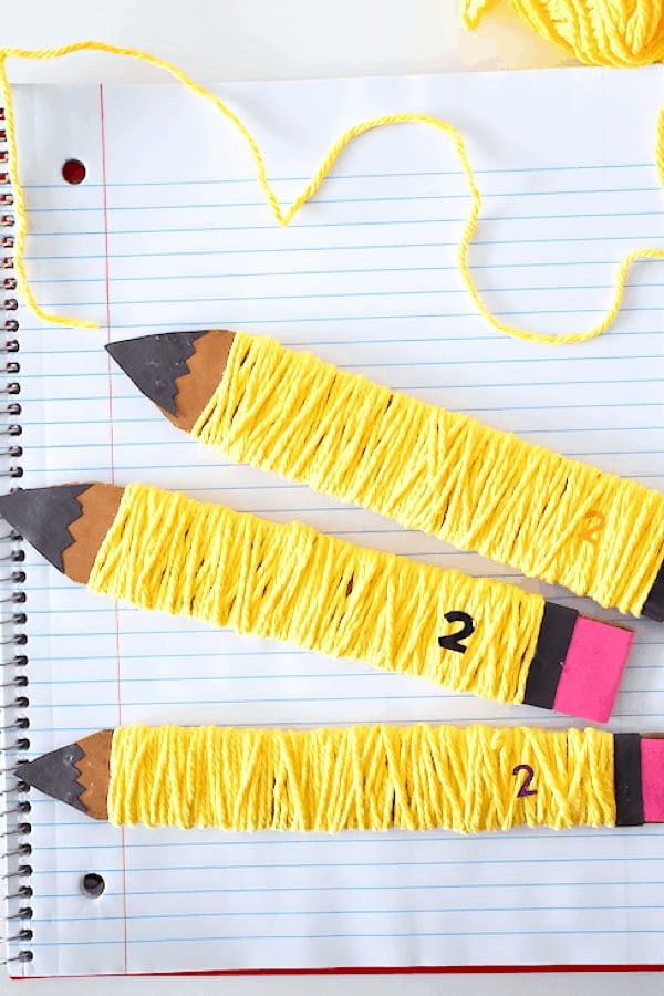 Yarn Wrapped Cardboard Pencil Craft