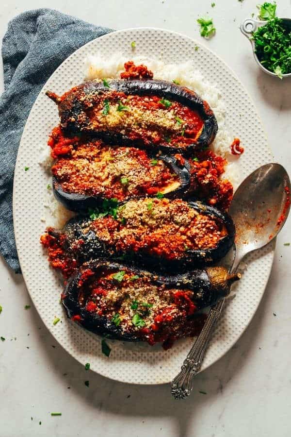 MOROCCAN LENTIL-STUFFED EGGPLANT