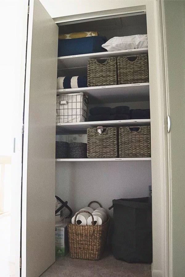 Simple Linen Closet Bins