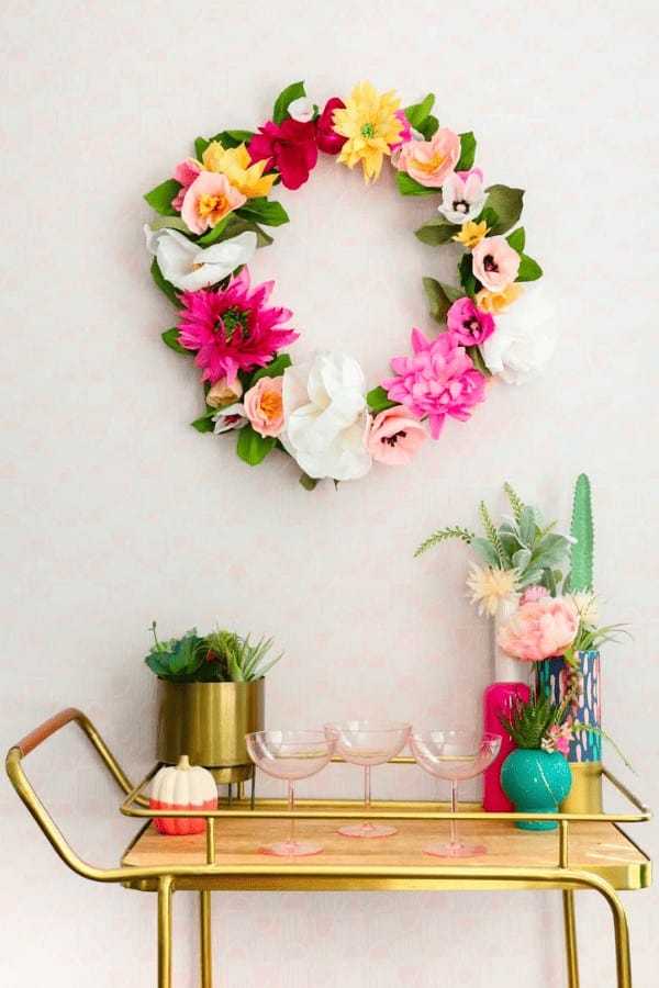 Paper flower wreath