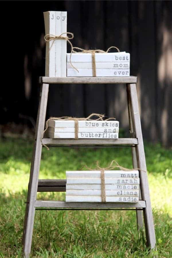 Hand Stamped Book Stack