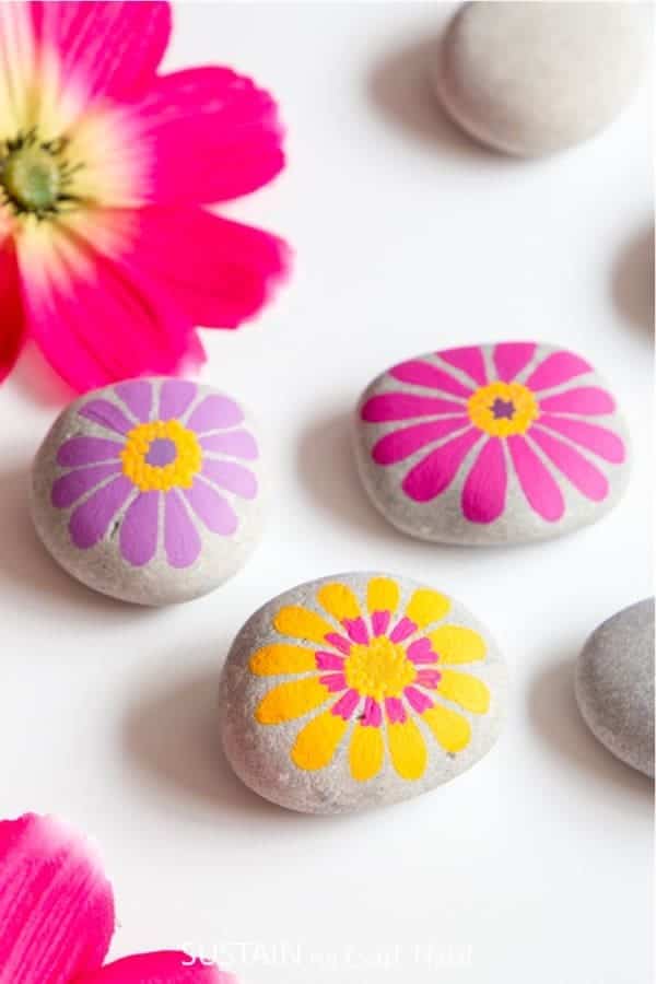 Colourful and Cheerful Flower Painted Rocks