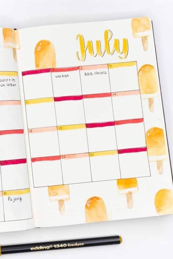 Popsicle Monthly Spread