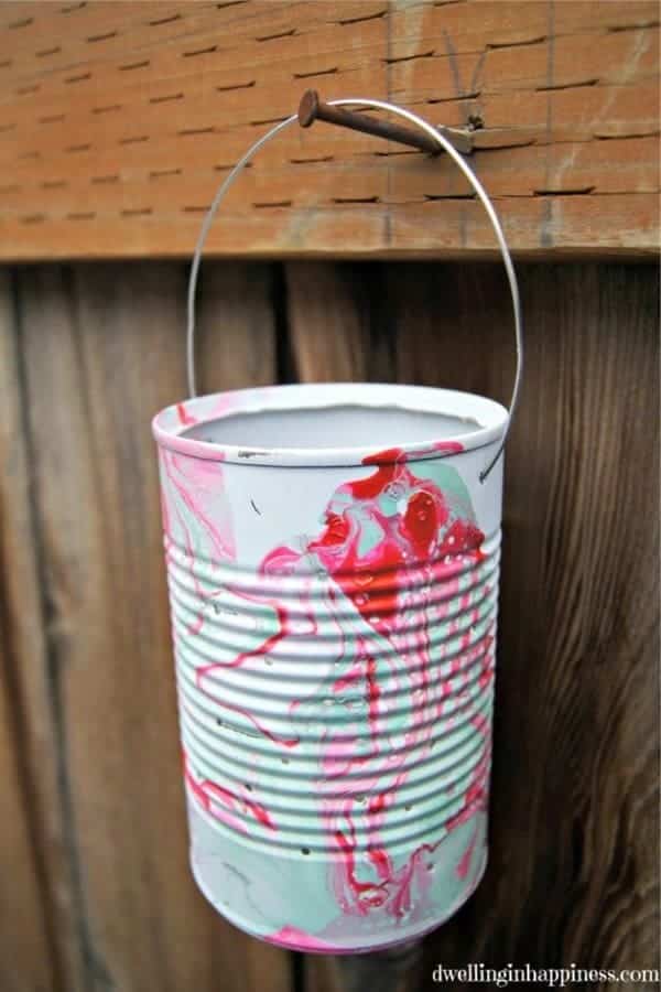 DIY Marbled Tin-Can Luminaries