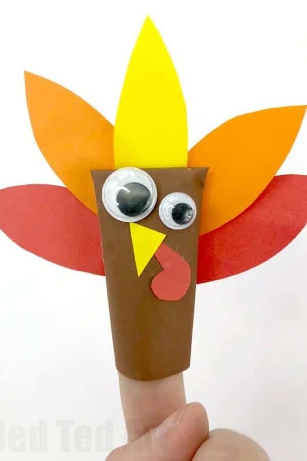 Easy Paper Turkey Finger Puppet for Preschool