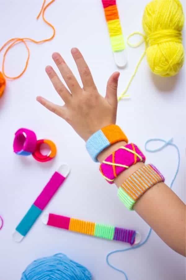 Yarn-Wrapped DIY Slap Bracelets