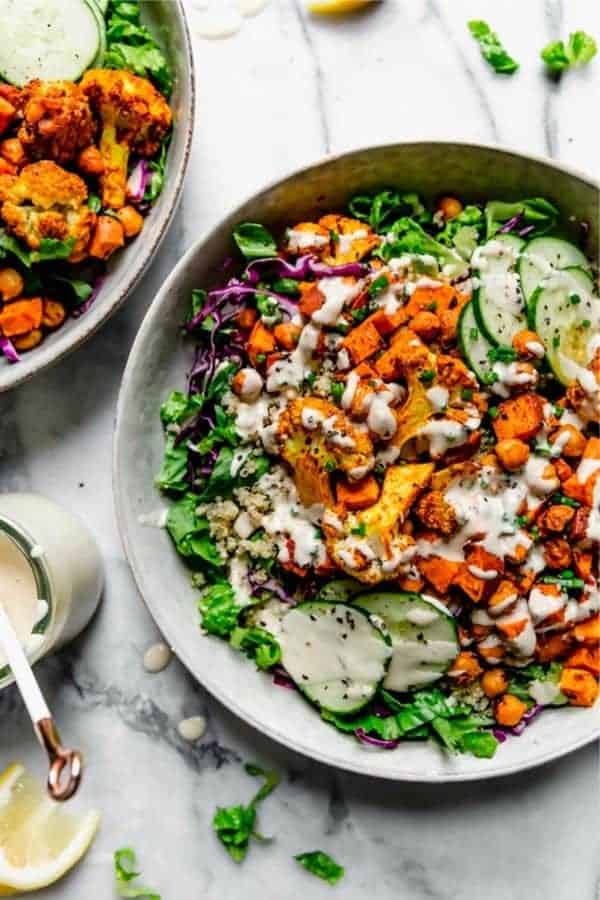 Sheet-Pan Veggie Shawarma Bowls