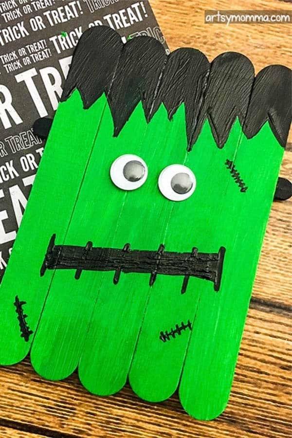 Easy Frankenstein Popsicle Stick Craft For Halloween