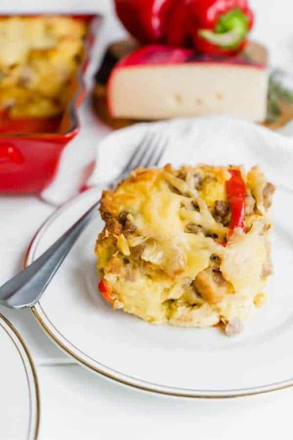 SAUSAGE AND RED PEPPER STRATA