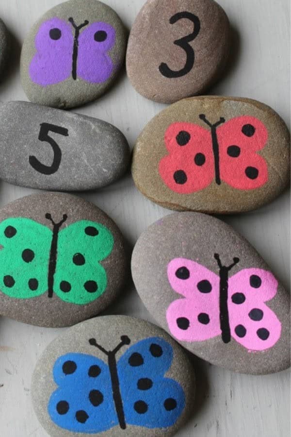 DIY Butterfly Number Stones