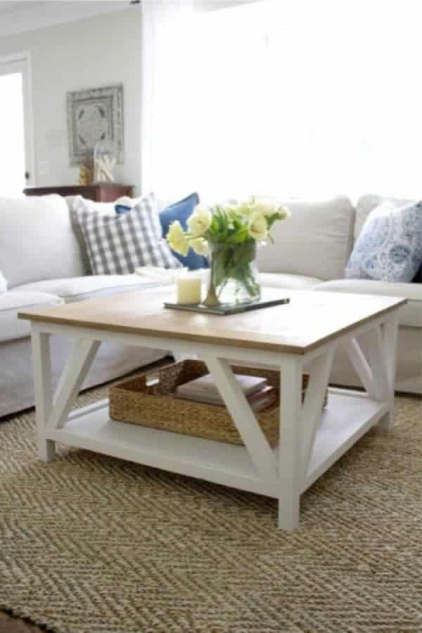 DIY Modern Farmhouse Square Coffee Table