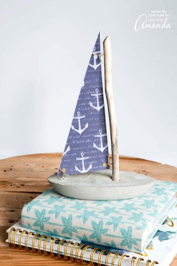 Concrete and Driftwood Sailboat