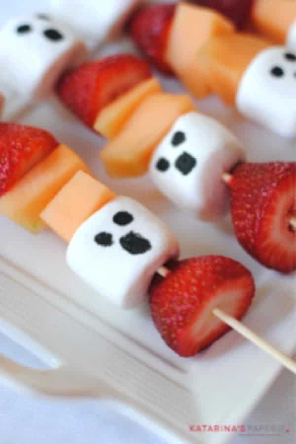 Halloween Ghost Fruit Kabobs