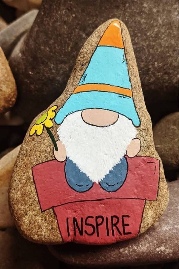 Garden Gnome Painted Stone