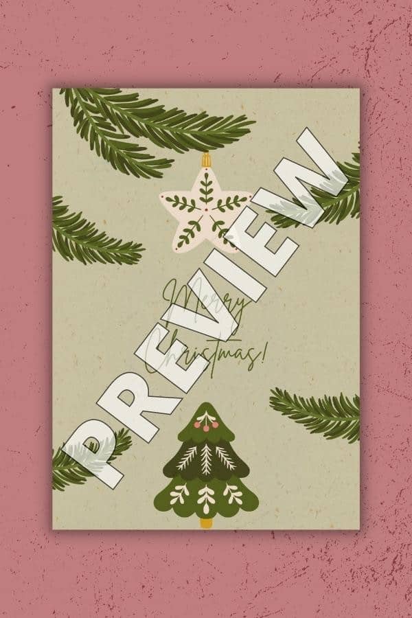 CHRISTMAS TREE-THEMED MERRY CHRISTMAS PRINTABLE