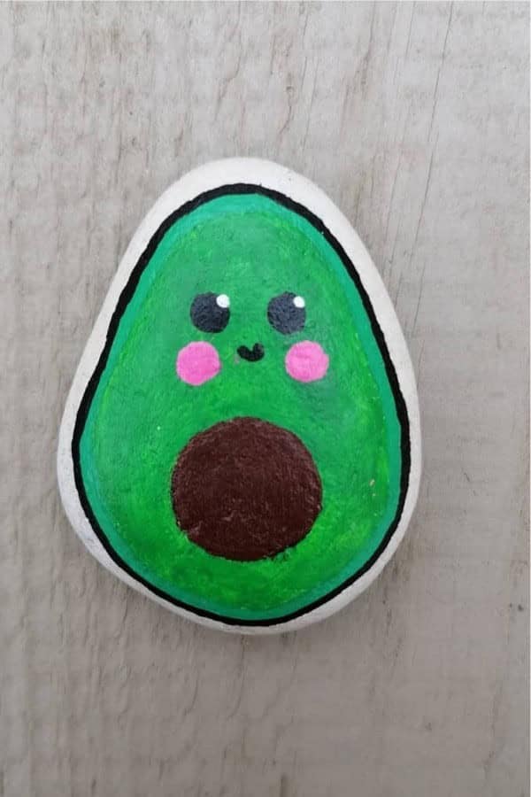 Little Avocado Painted Pebble