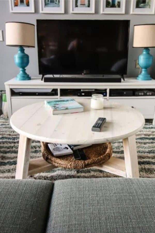 White Wash Round Coffee Table