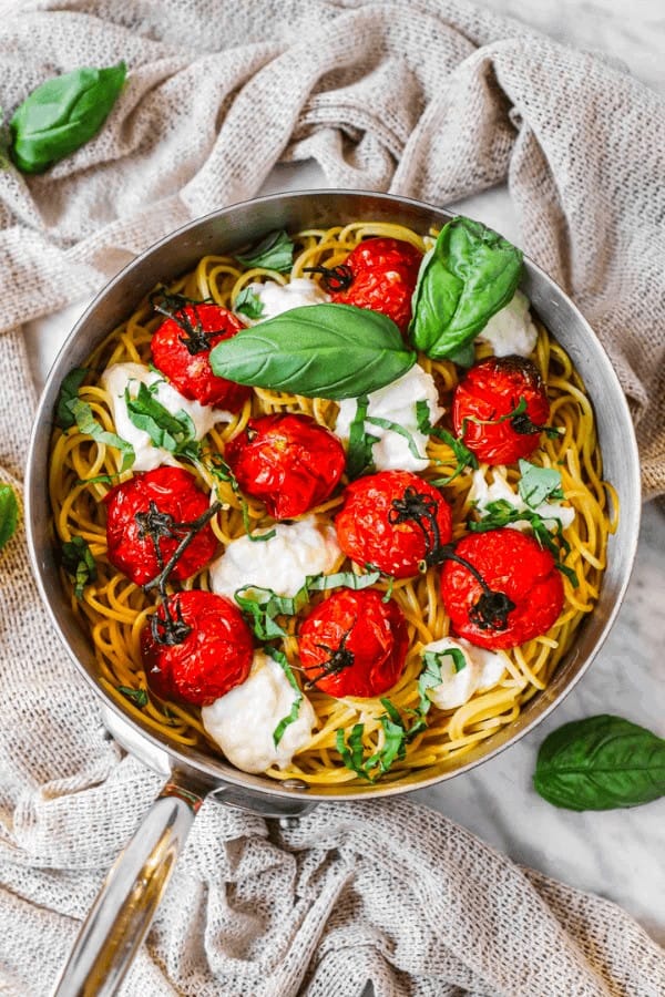 Roasted Tomato Pasta with Burrata