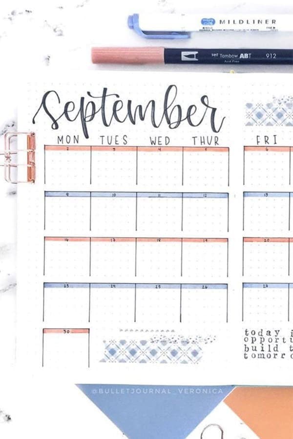 Monthly Spread With Washi Tape