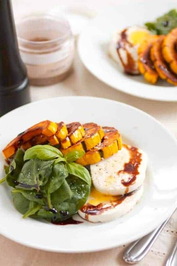 WINTER CAPRESE SALAD WITH CARAMELIZED DELICATA SQUASH