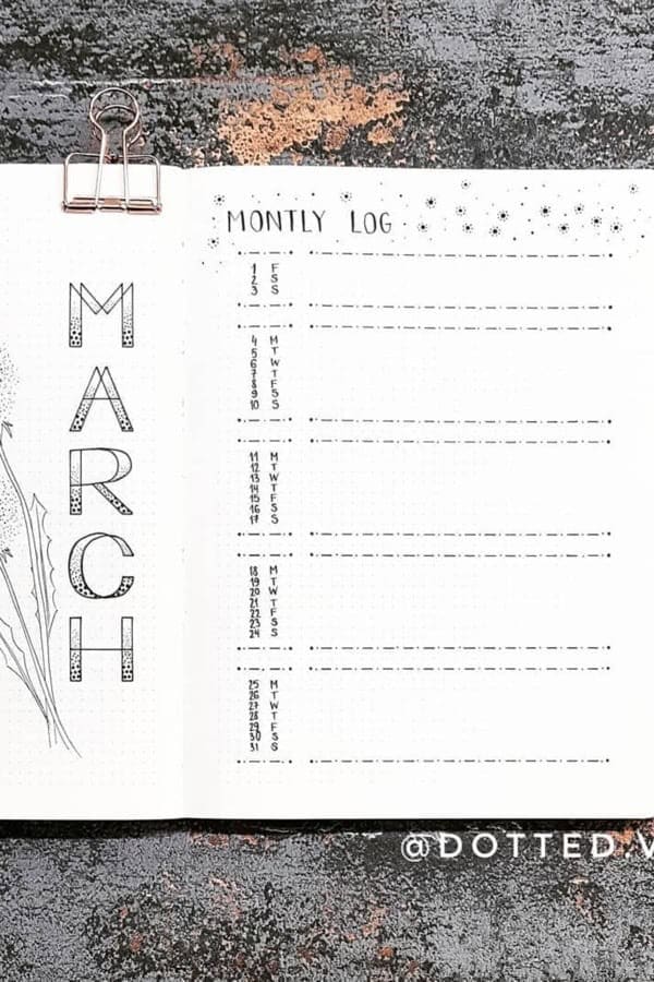 March Bujo Log