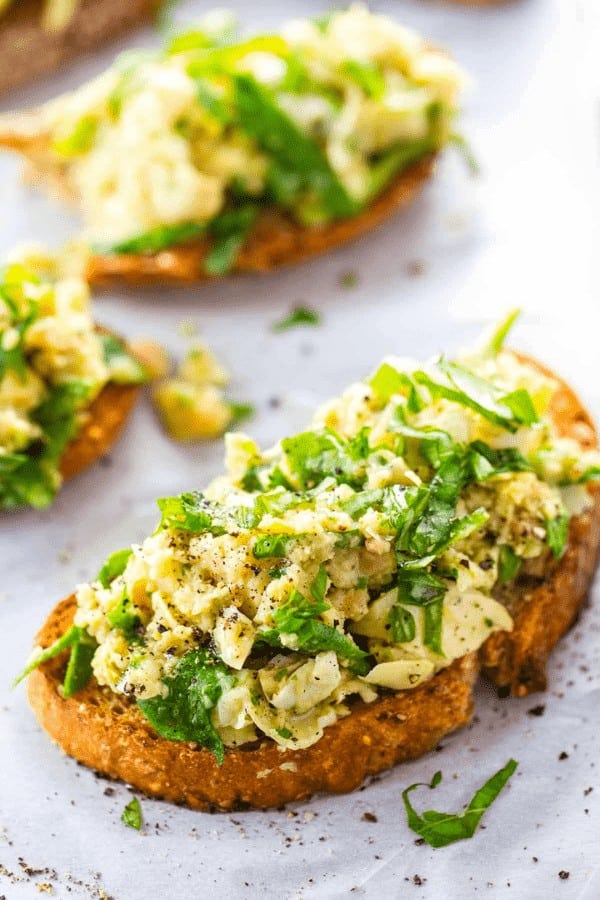 White Bean Artichoke Basil Toast