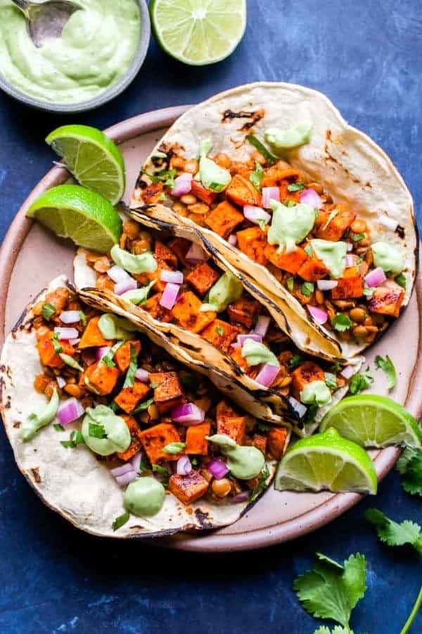 SWEET POTATO AND LENTIL TACOS