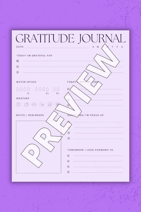 SIMPLE AND MINIMAL PRINTABLE GRATITUDE JOURNAL