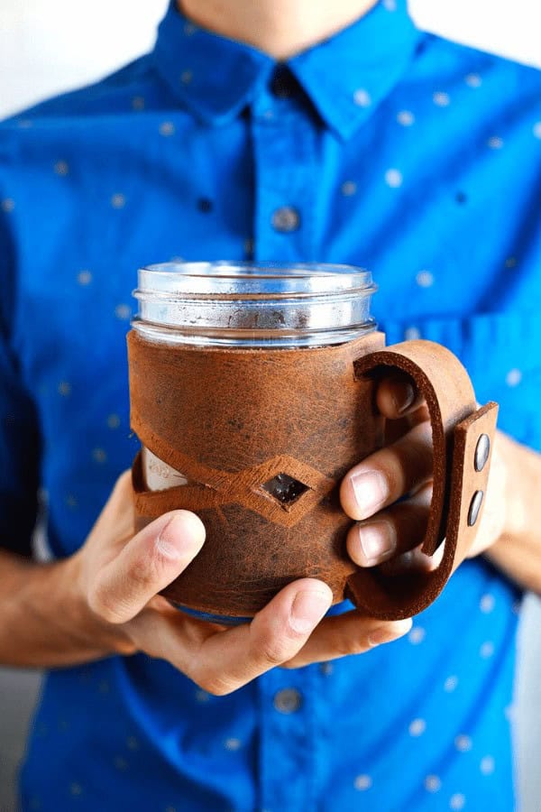 Leather Mason Jar Sleeve