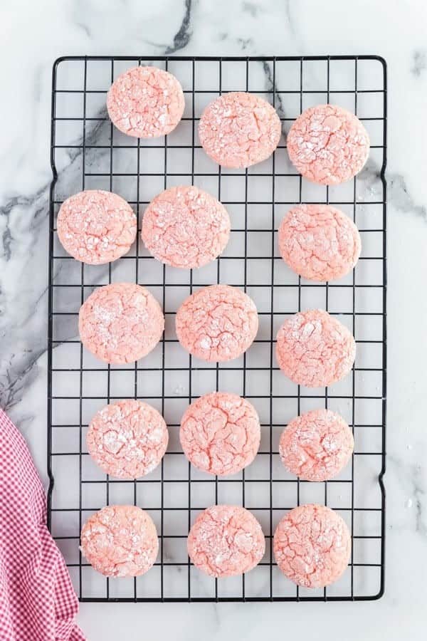 Strawberry Crinkle Cookies