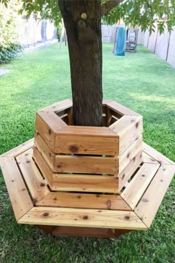 Hexagon Cedar Bench