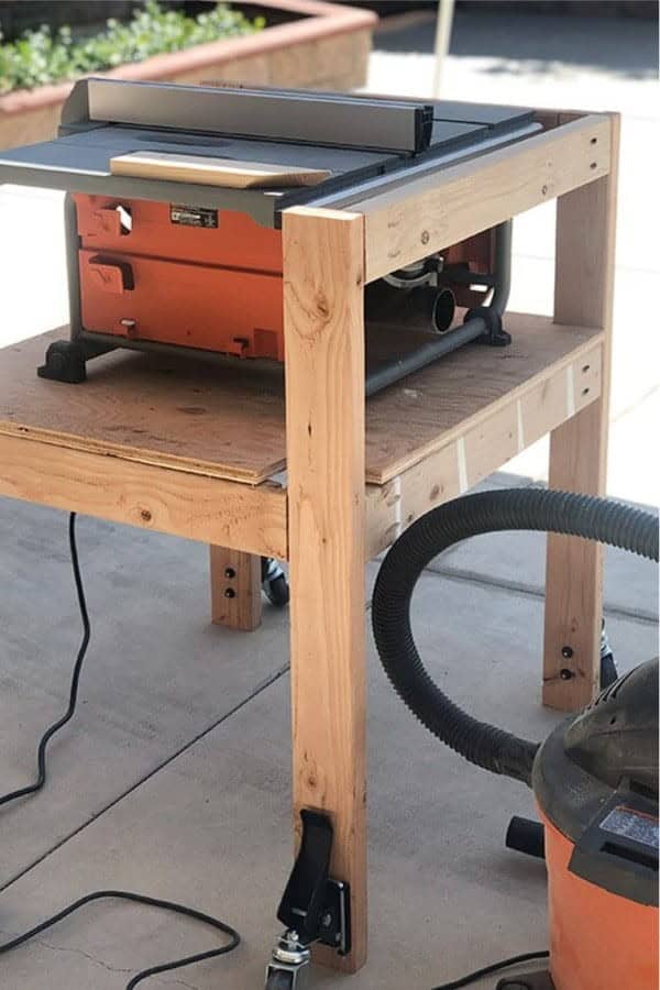 DIY Table Saw Stand With Folding Outfeed Table