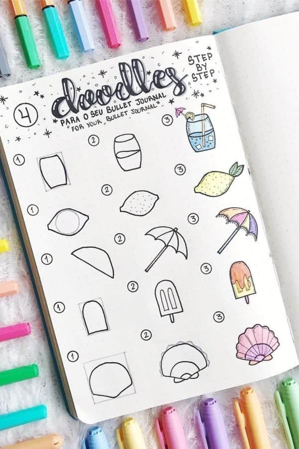 Step by Step Summer Doodles