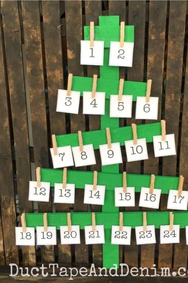 Rustic Wood Christmas Tree Advent Calendar