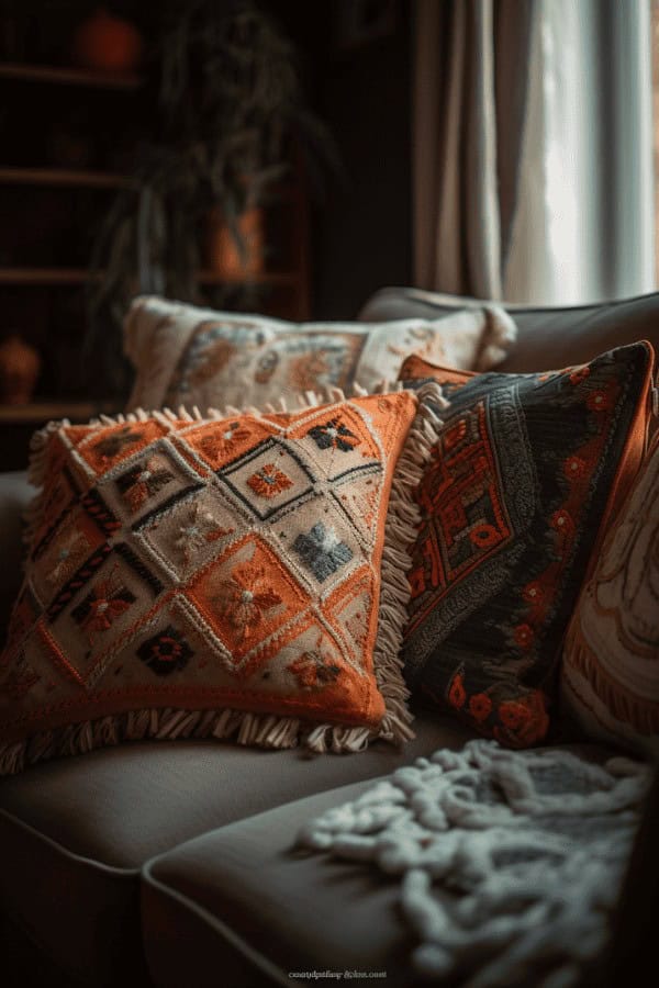 Embroidered throw pillows