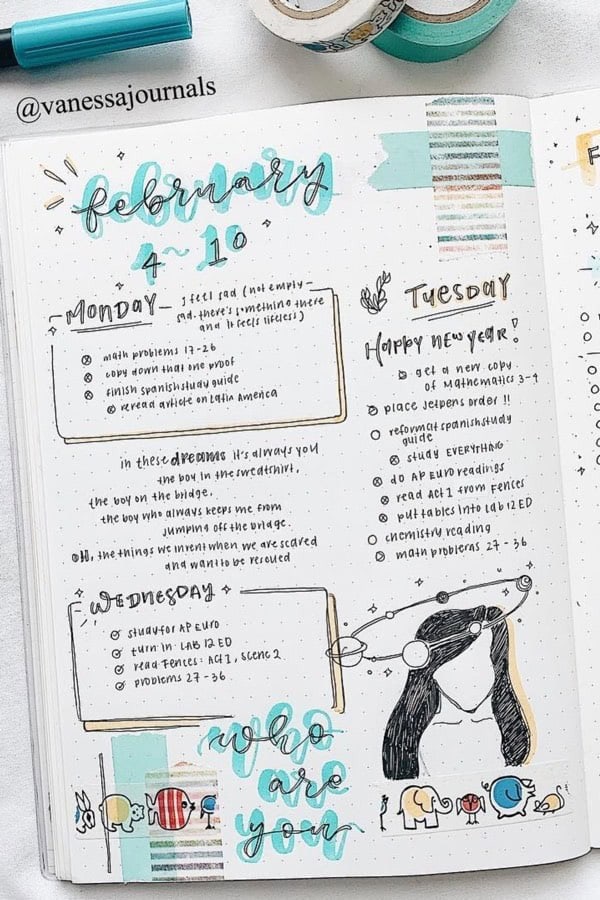 Light Blue Weekly Spread